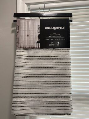 NEW Karl Lagerfeld Paris "Thea" Boucle Sheer Rod Pocket Window Curtain Panels